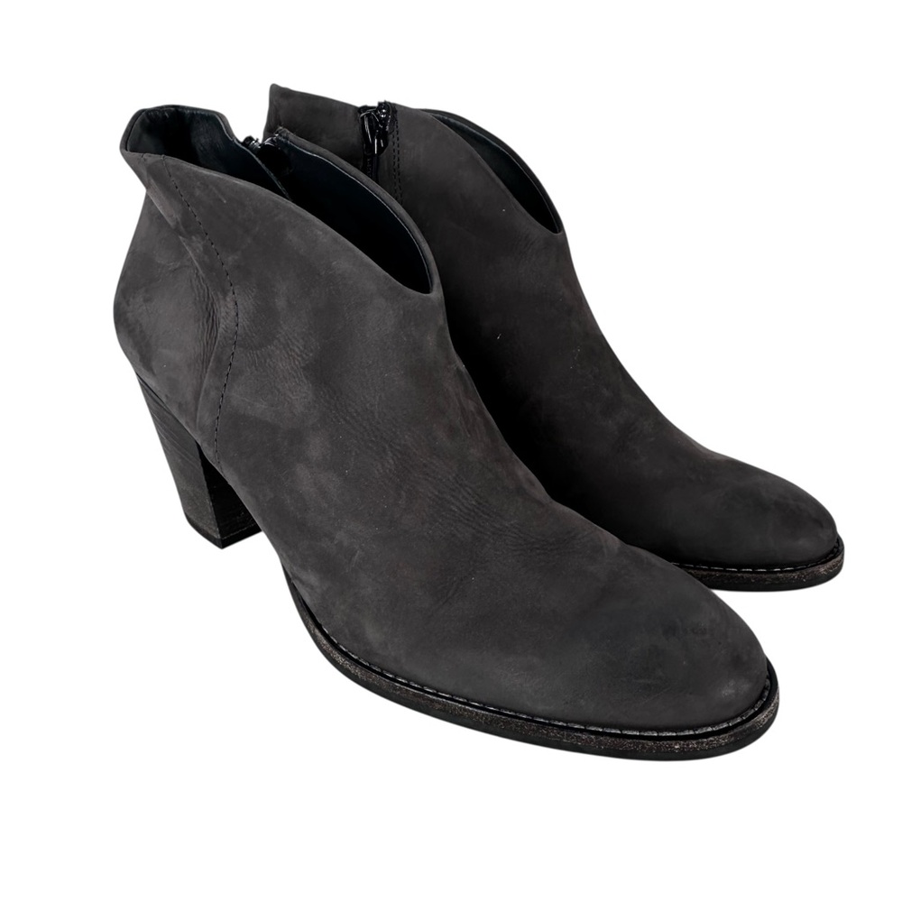 Paul Green Delgado Dark Grey Suede Heeled Booties Womens 7 citycore